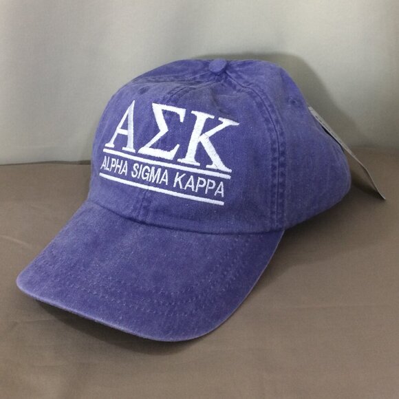 NEW Alpha Sigma Kappa Sorority Baseball Cap Hat Adjustable NWT Purple - Picture 1 of 7
